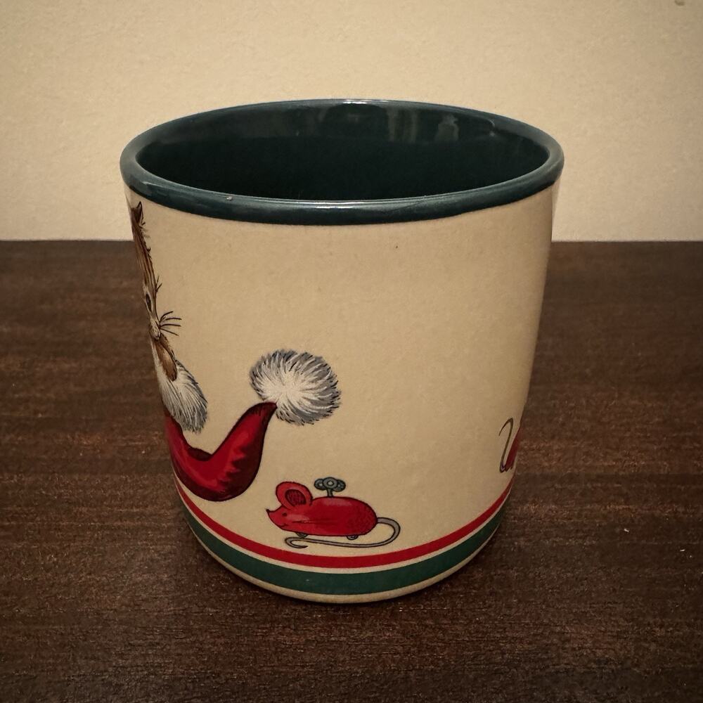 Christmas Kitten Vintage Mug Potpourri Press 1989 Made in Korea Cat Kitty Cup - Picture 3 of 11